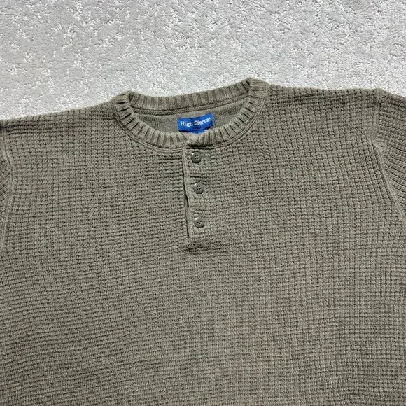 High Sierra Henley Shirt Mens Small Olive Green Waffle Knit Longsleeve Cotton - Picture 3 of 13